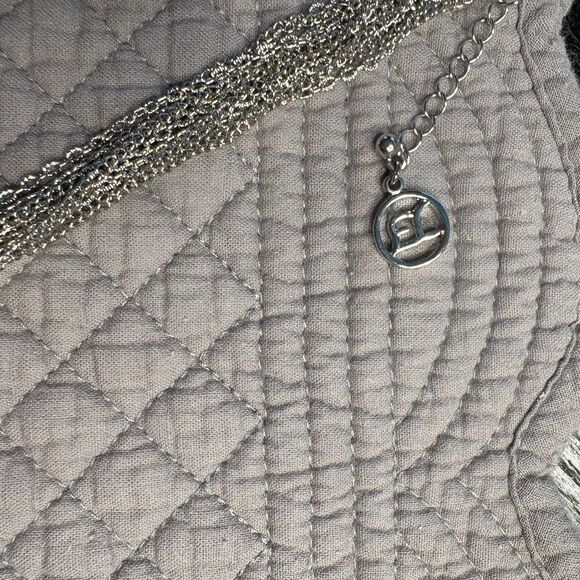 Lia Sophia Silver Tone Multi-Strand Mesh Knot Necklace Layered Costume Jewelry - Picture 5 of 5